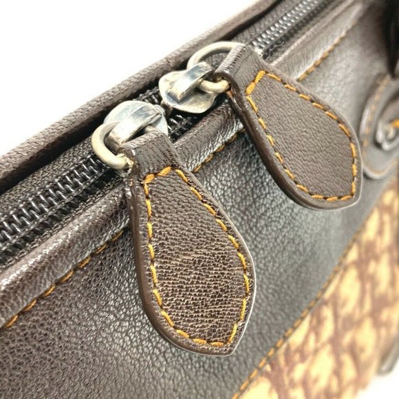 Authentic CHRISTIAN DIOR Trotter CD logo Vintage semi-shoulder Hand Bag Brown - Picture 6 of 12